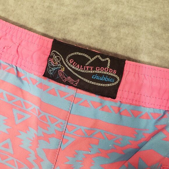 Chubbies Rad O Rama Swim Shorts Mens 2XL 5" Blue Pink Geometric Aztec - Picture 4 of 6